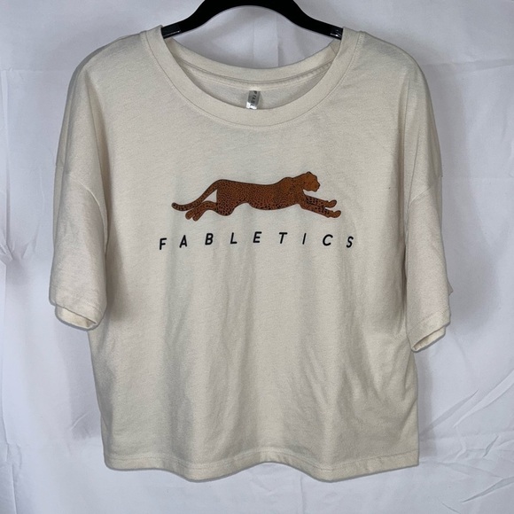 Fabletics Tee Parker Boxy Tee Soft Knit Relaxed Fit Cheetah Print Cropped Shirt - Picture 1 of 5